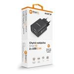 Sieťová nabíjačka ALIGATOR s výstupom 2xUSB, 2,4 A, smart IC, čierna