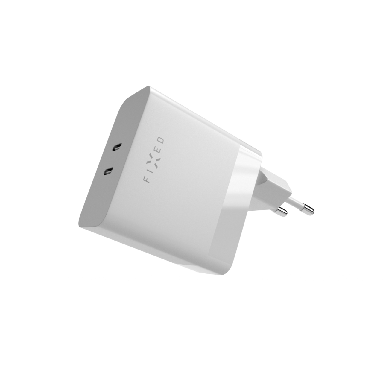 Sieťová nabíjačka FIXED s výstupom 2x USB-C, podpora PD, 65 W, biela