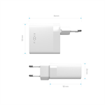 Sieťová nabíjačka FIXED s výstupom 2x USB-C, podpora PD, 65 W, biela