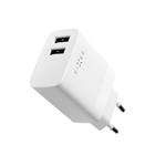 Sieťová nabíjačka FIXED s výstupom 2xUSB, 17W Smart Rapid Charge, biela