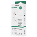 Sieťová nabíjačka Hama s predlžovacím káblom, 2x USB-A, 1x el. Euro zásuvka, 1,9 m