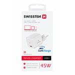 Swissten GaN adaptér 45W, bílý  
