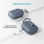 Silikónové puzdro Epico s karabínou | AirPods Pro 3 | modro-šedé | bezpečnostná karabína