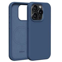 Silikónové TPU puzdro Etteri Mag pre iPhone 15 Pro tmavomodré