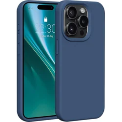 Silikónové TPU puzdro Etteri pre iPhone 15 Pro tmavomodré