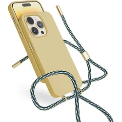 Silikónový kryt EPICO so šnúrkou na zavesenie pre iPhone 14 Pro (6,1") - pieskový