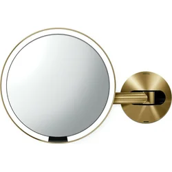 Simplehuman Kosmetické zrcátko na zeď Sensor, LED osvětlení, 5x, dobíjecí, Brass Steel