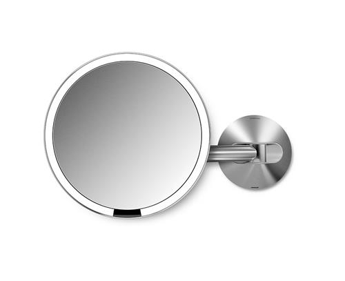 Simplehuman Kosmetické zrcátko na zeď Sensor, LED osvětlení, 5x, dobíjecí, matný nerez