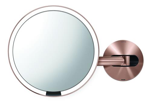 Simplehuman Kosmetické zrcátko na zeď Sensor, LED osvětlení, 5x, dobíjecí, Rose Gold