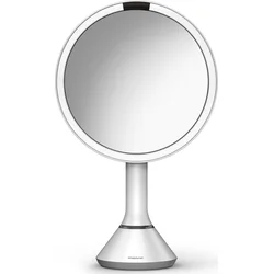 Simplehuman Kosmetické zrcátko Sensor Touch, DUAL LED osvětlení, 5x, dobíjecí, bílá ocel