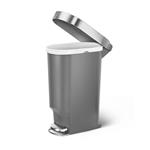 Simplehuman pedálový odpadkový koš, 40 l, šedý plast, úzký, oválný, s nerez krytem sáčku