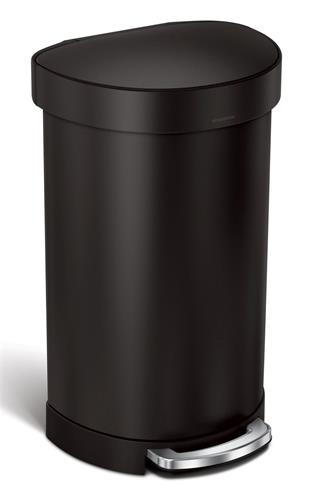 Simplehuman Pedálový odpadkový kôš 45 l, polkruhový, matná čierna oceľ, rám tašky
