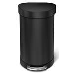 Simplehuman Pedálový odpadkový koš 45 l, půlkulatý, matná černá ocel, rám na sáčky