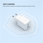 Síťová GaN nabíječka FIXED Mini s 2xUSB-C a USB, podpora PD, 65W, bílá