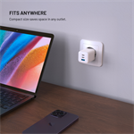 Síťová GaN nabíječka FIXED Mini s 2xUSB-C a USB, podpora PD, 65W, bílá