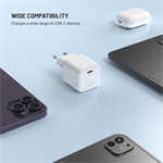 Síťová GaN nabíječka FIXED Mini s USB-C výstupem a podporou PD, 65W, bílá