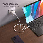 Síťová GaN nabíječka FIXED Mini s USB-C výstupem a podporou PD, 65W, bílá