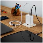 Síťová GaN nabíječka FIXED s 3xUSB-C a USB výstupem, podpora PD 3.0, 100W, bílá