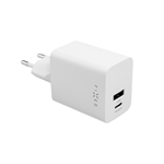 Síťová nabíječka FIXED Mini s USB-C a USB výstupem, podpora PD, 45W, bílá