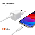 Síťová nabíječka FIXED Mini s USB-C výstupem a podporou PD, 20W, bílá