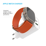 Síťová nabíječka FIXED Power Socket s USB-A a USB-C, Apple Watch, 33W, bílá
