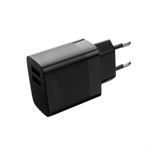 Síťová nabíječka FIXED s 2xUSB výstupem, 17W Smart Rapid Charge, černá