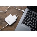 Síťová nabíječka FIXED s USB-C a 2xUSB výstupem, podpora PD, 45W, bílá