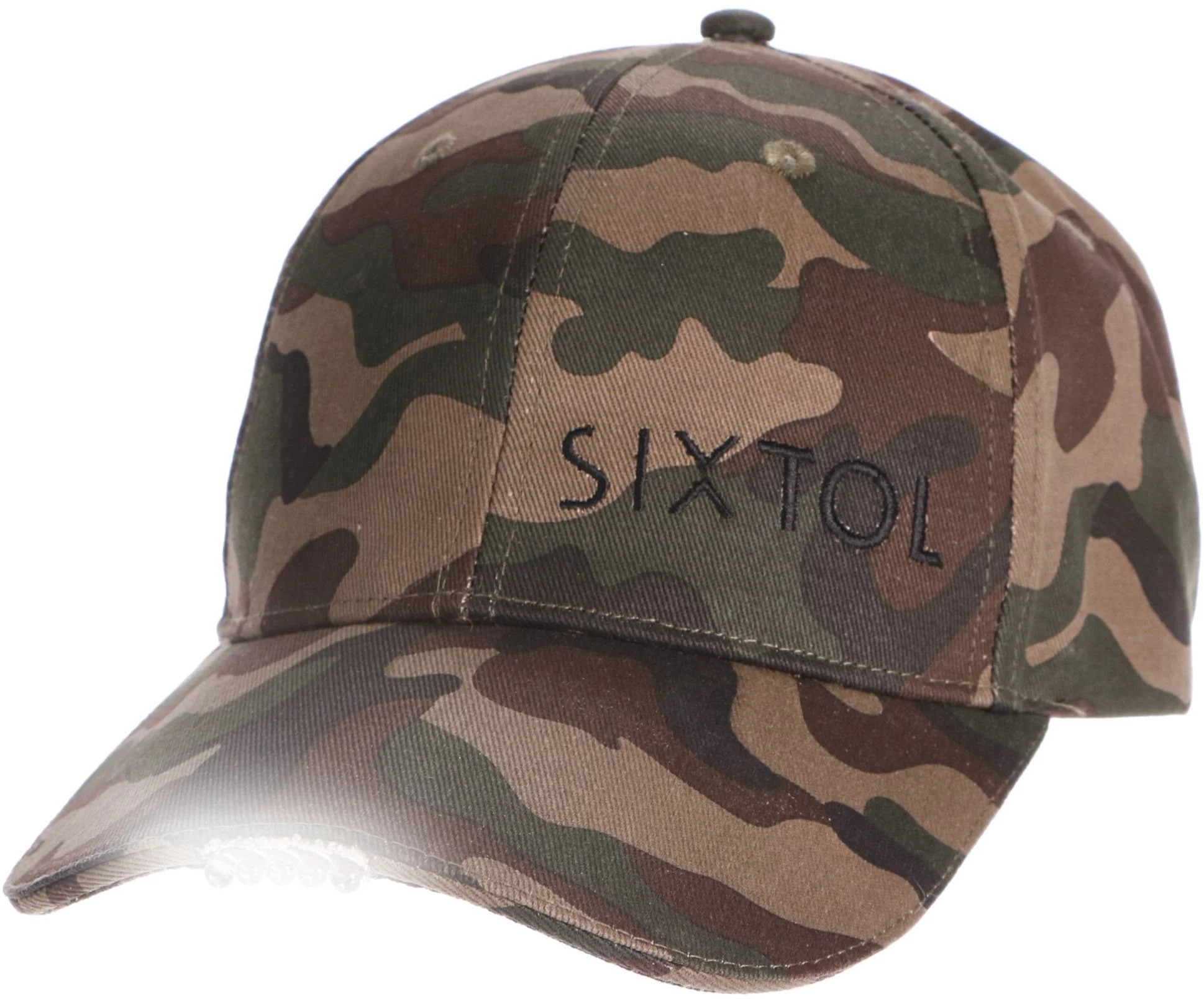 SIXTOL čiapka s LED svetlom B-CAP 25lm, dobíjateľná, USB, univerzálna veľkosť, kamufláž