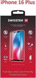 Sklo Swissten Full Glue pre Apple iPhone 16 Plus, čierne