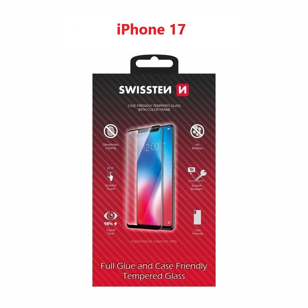 Sklo Swissten Full Glue pre iPhone 17, čierne