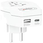 SKROSS cestovní adaptér Europe USB A+C 20W pro cizince v ČR, typ E/F