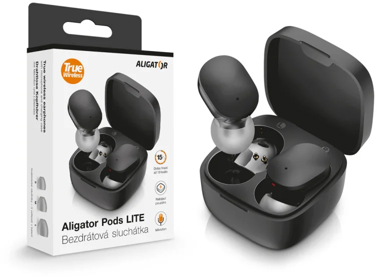 Slúchadlá Bluetooth Aligator Pods LITE, čierne