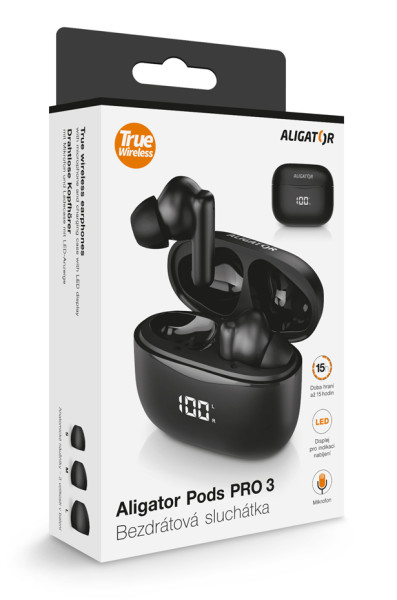 Slúchadlá Bluetooth Aligator Pods PRO 3, čierne