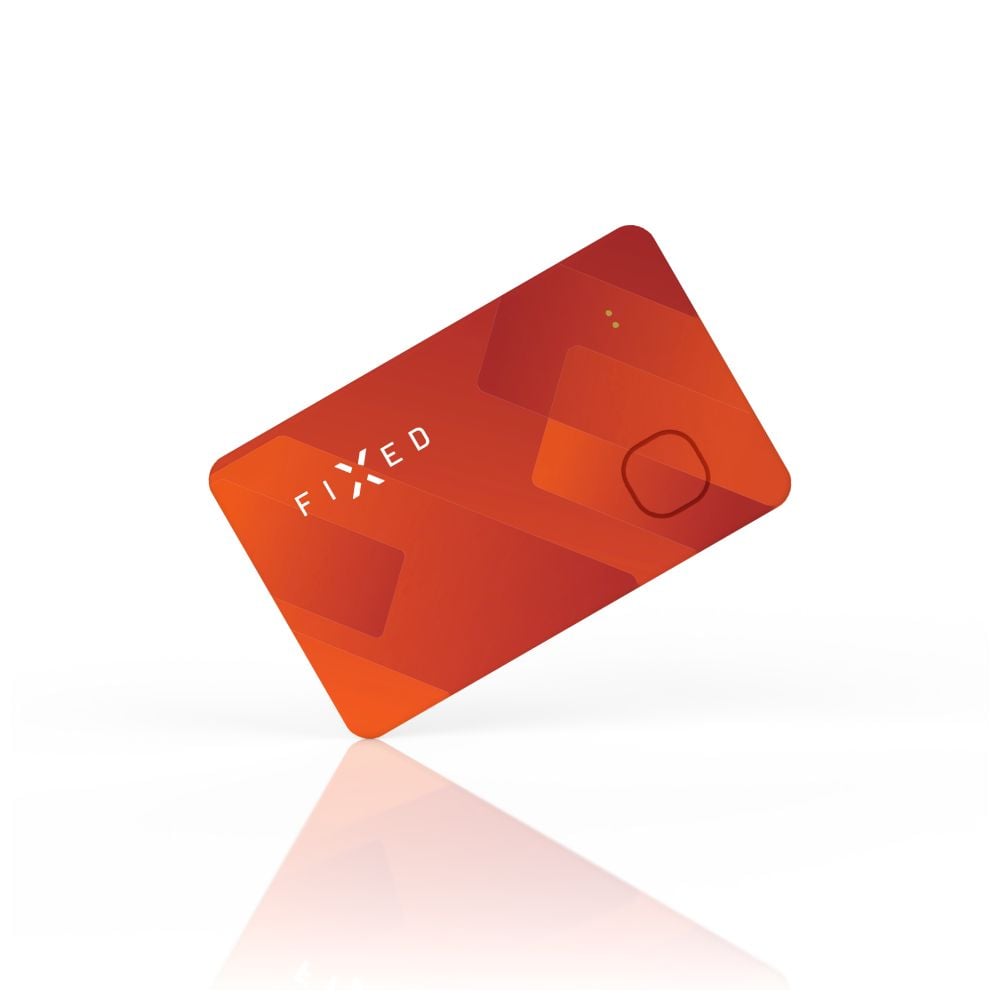 Smart tracker FIXED Tag Card s podporou Find My, bezdrátové nabíjení, oranžový