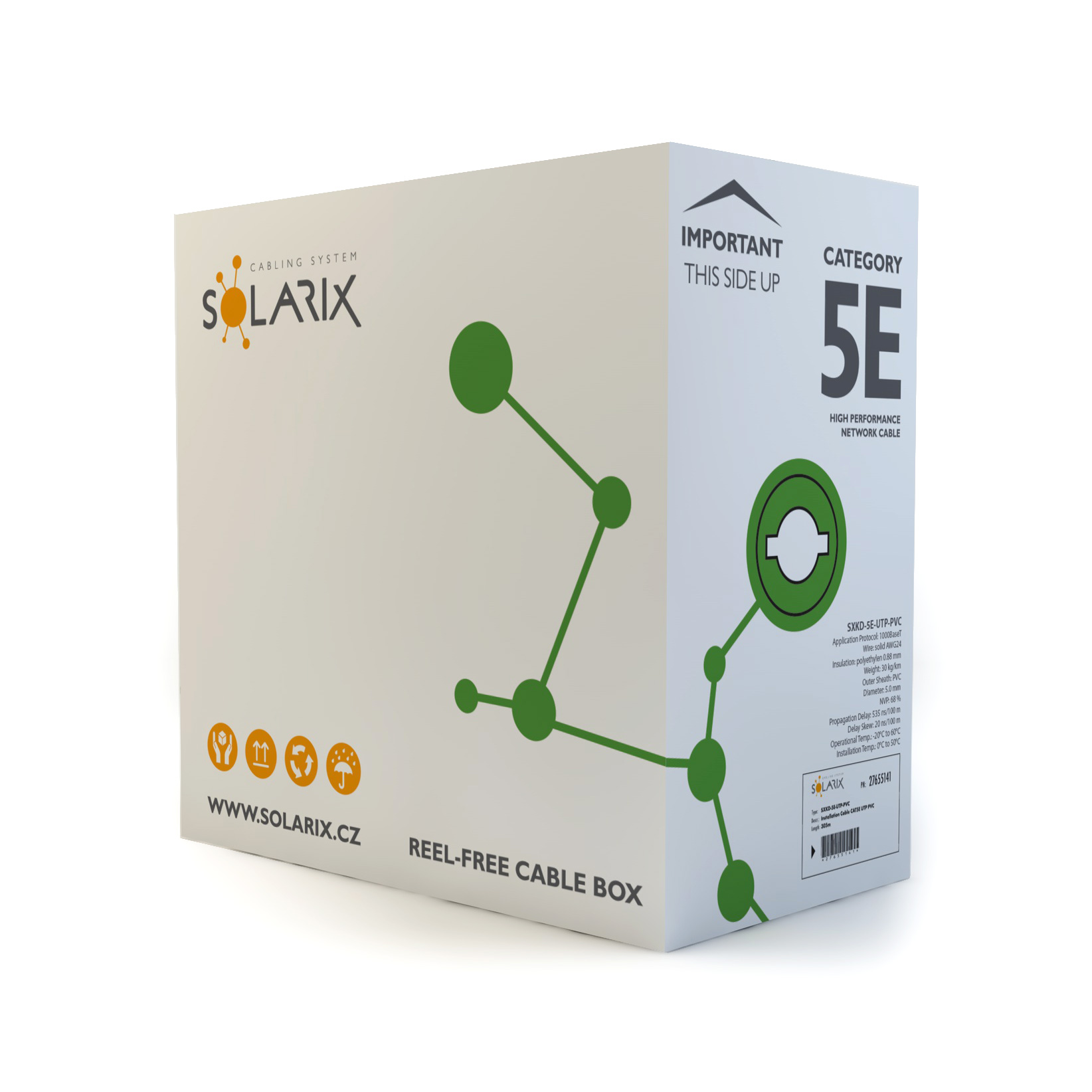 SOLARIX kábel, CAT5E, UTP PVC, 305m, box SXKD-5E-UTP-PVC