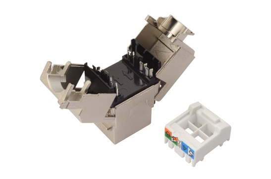 SOLARIX keystone, CAT5E, STP, RJ45, čierny, samorezný