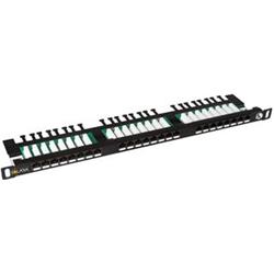 SOLARIX patch panel, CAT5E, 24 x  RJ45, UTP, s vyvazovací lištou, černý, 0,5U