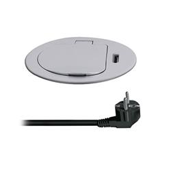 Solight 1z + zabudovaná zásuvka USB-C 20W PD, 2 m, strieborná