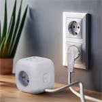 Solight 3z + USB A+C predlžovací kábel - kocka, kábel 2 m, 3 x 1 mm2, biely, vypínač