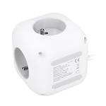 Solight 3z + USB A+C predlžovací kábel - kocka, kábel 2 m, 3 x 1 mm2, biely, vypínač