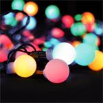 Solight LED 2v1 vonkajšia vianočná reťaz, guľa, diaľkové ovládanie, 200LED, RGB+biela, 20m+5m, 8 funkcií, IP44