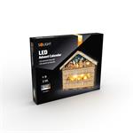 Solight LED adventný kalendár - horská chata, 10x LED, 50x40cm, 2x AA