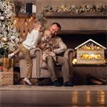 Solight LED adventný kalendár - horská chata, 10x LED, 50x40cm, 2x AA
