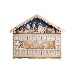 Solight LED adventný kalendár - horská chata, 10x LED, 50x40cm, 2x AA