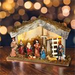 Solight LED drevený betlehem, 26x17cm, 6x LED, 2x AA