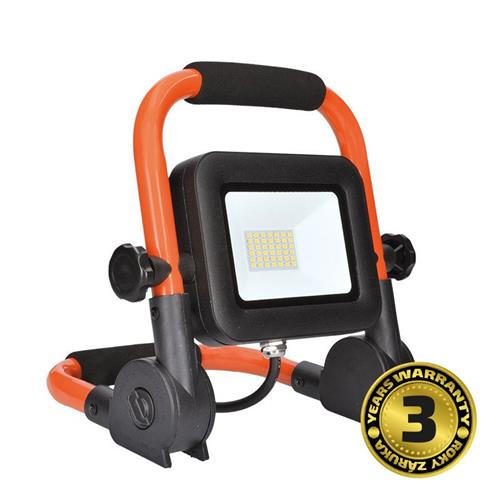 Solight LED reflektor PRO so sklopným stojanom, 30W, 2760lm, 5000K, kábel so zástrčkou, IP65