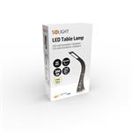 Solight LED stolná lampa s displejom, 6W, 4100K, koža, hnedá