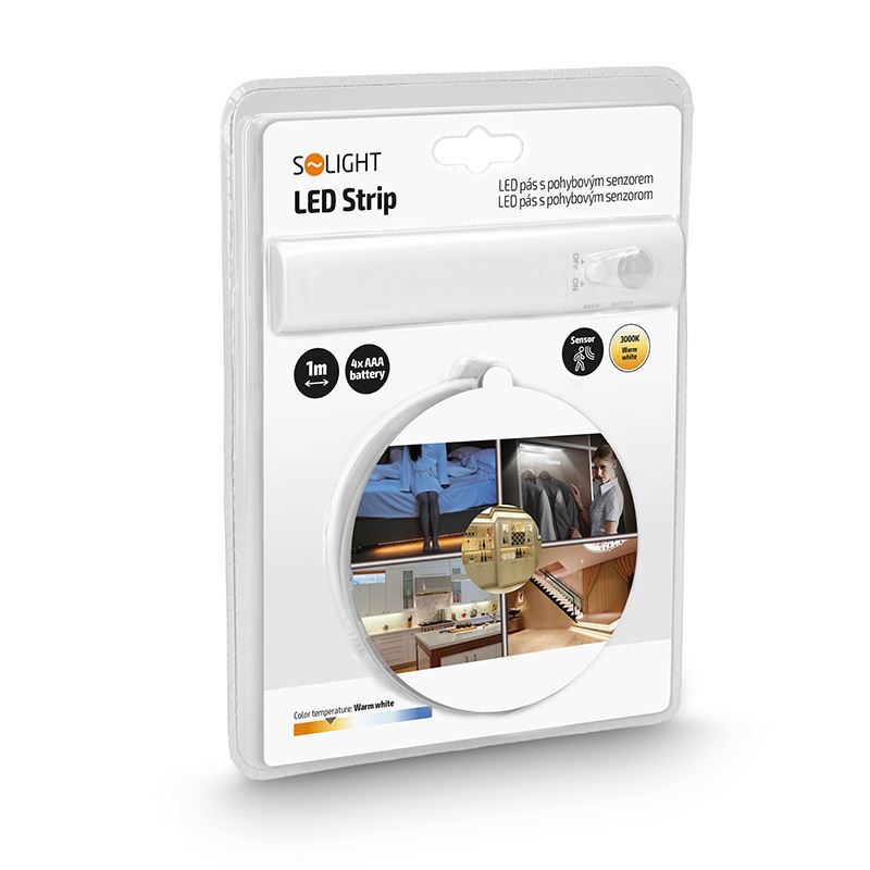 Solight LED světelný pás s pohybovým senzorem, 1m, 4x AAA