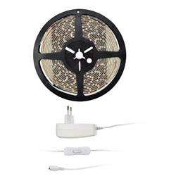Solight LED svetelný pás s testerom, 5 m, sada s adaptérom 12V, 4,8 W/m, IP65, studená biela