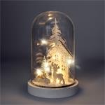 Solight LED vánoční dekorace, zasněžená krajina s domkem, 18cm, 10x LED, 2x AAA
